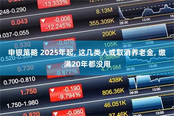 申银策略 2025年起, 这几类人或取消养老金, 缴满20年都没用